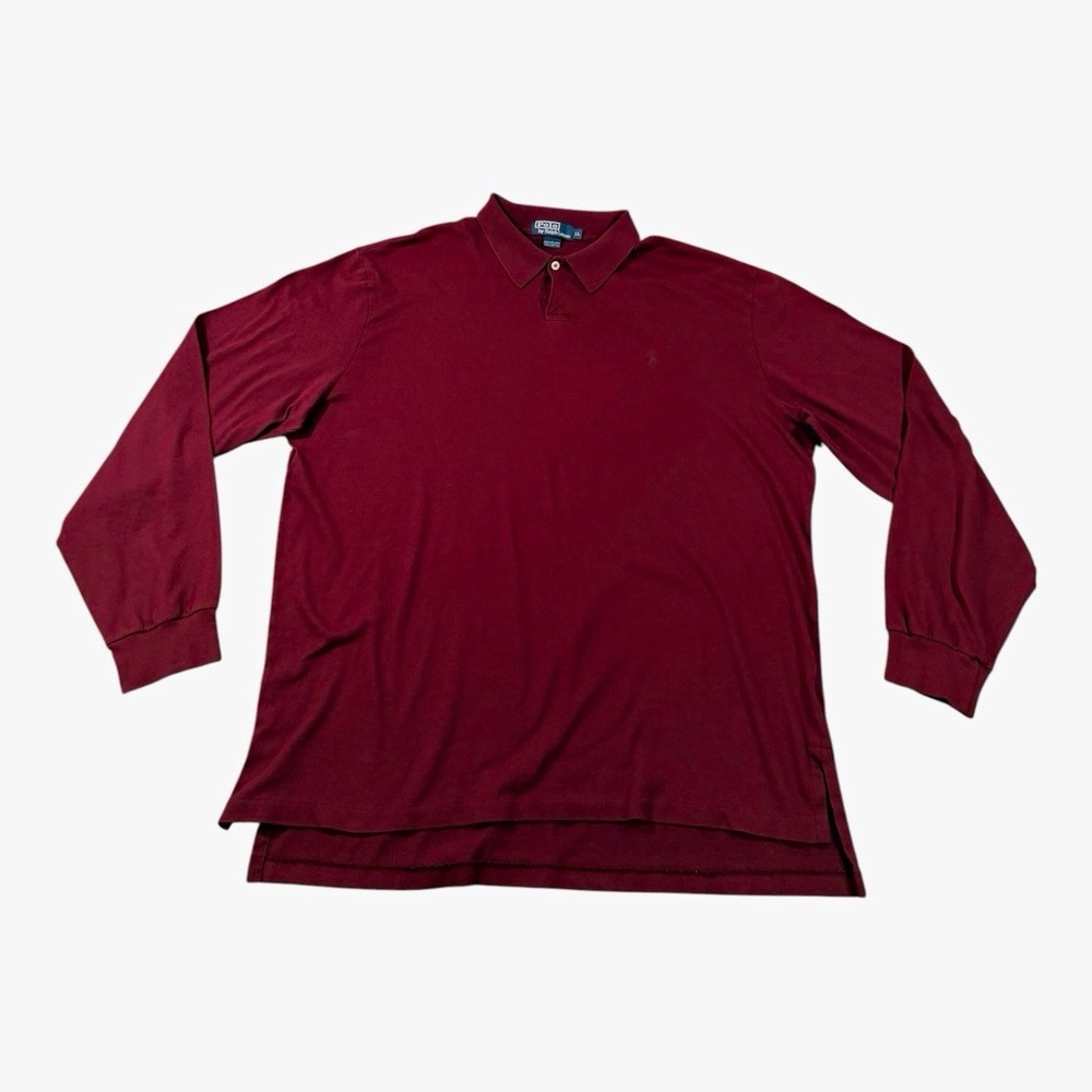 Polo Ralph Lauren Men's XL Polo Shirt Burgundy Long Sleeve Solid Cotton Button